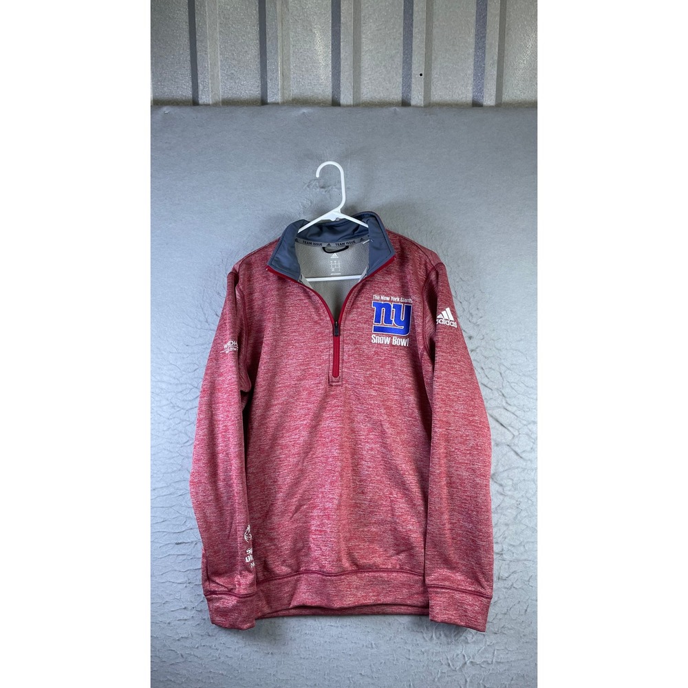 Adidas Pullover Men M Red Excellent NY Giants Snow Bowl ClimaWarm 1/4 Zip